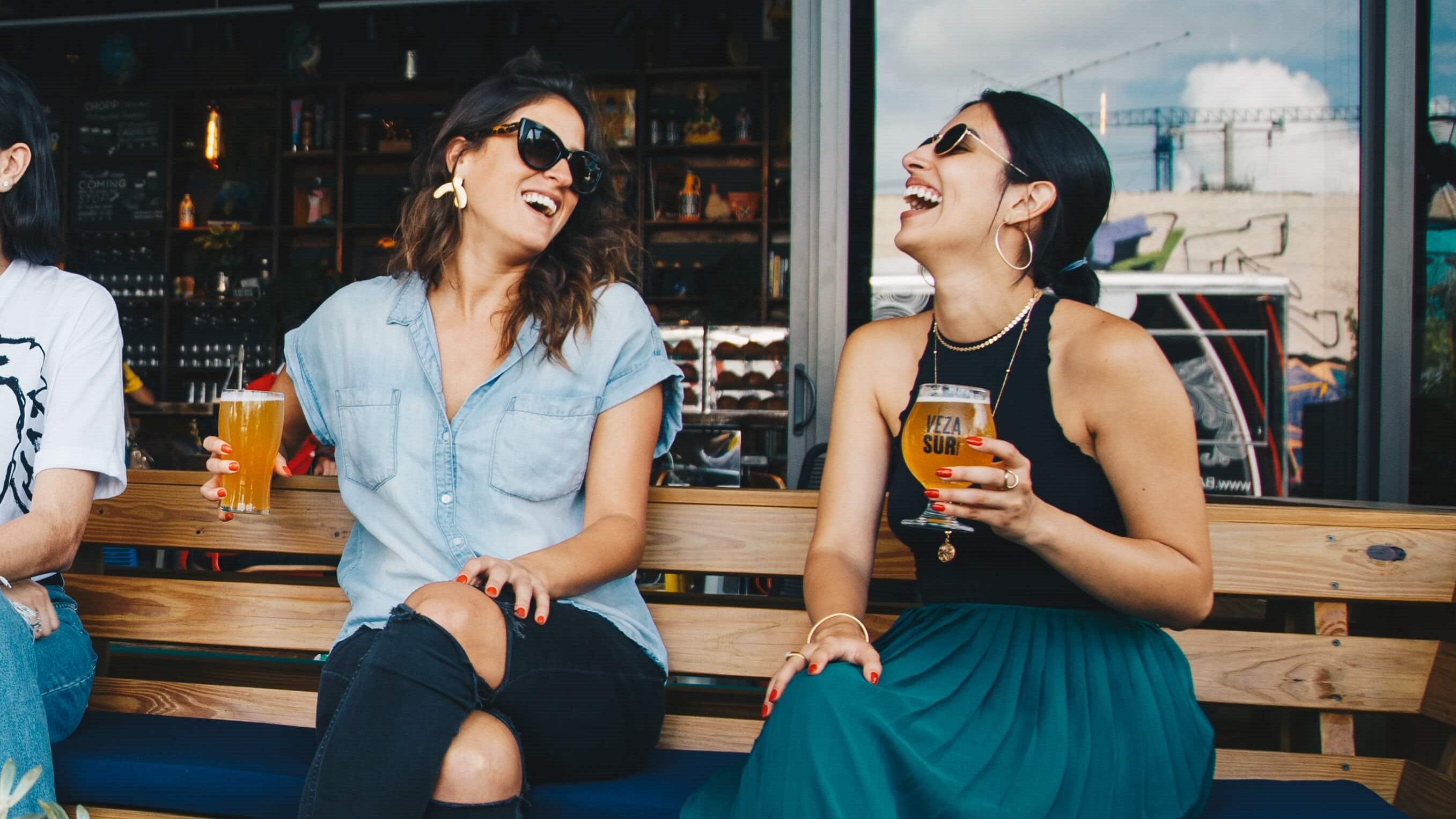 women enjoying beer
